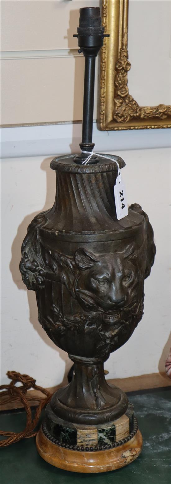 A bronzed metal lamp base